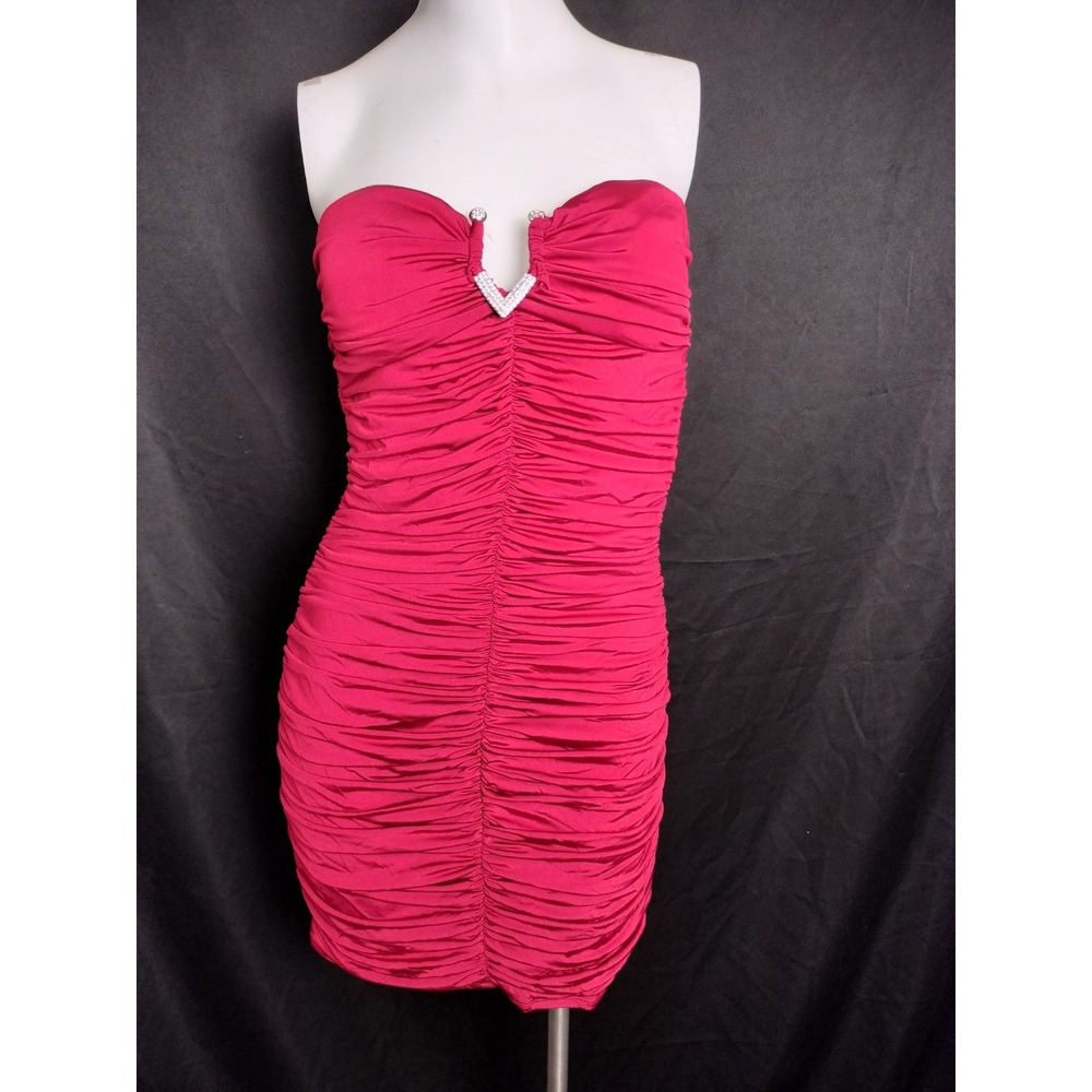 Speechless Dark Red Dress Size M prom formal dance ruched bling strapless NEW